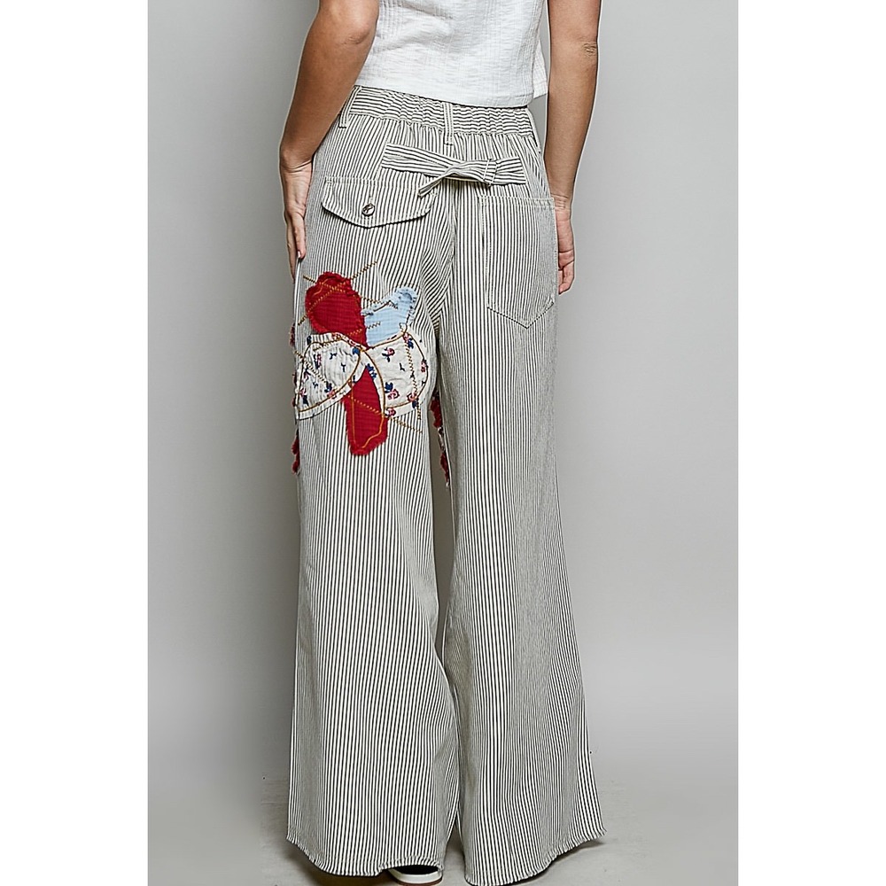 POL American Flag Patchwork Wide Leg Striped Boho… - image 4